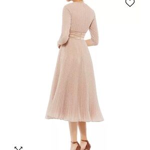 Mac Duggal Shimmering 3/4 Sleeve A Line Midi Dress 10
